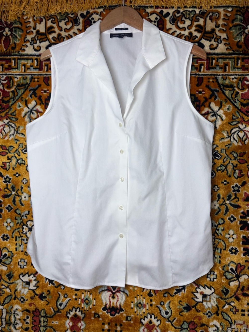 NWOT Crisp White 100% Cotton Sleeveless Button Up Blouse sz XL Jones New York